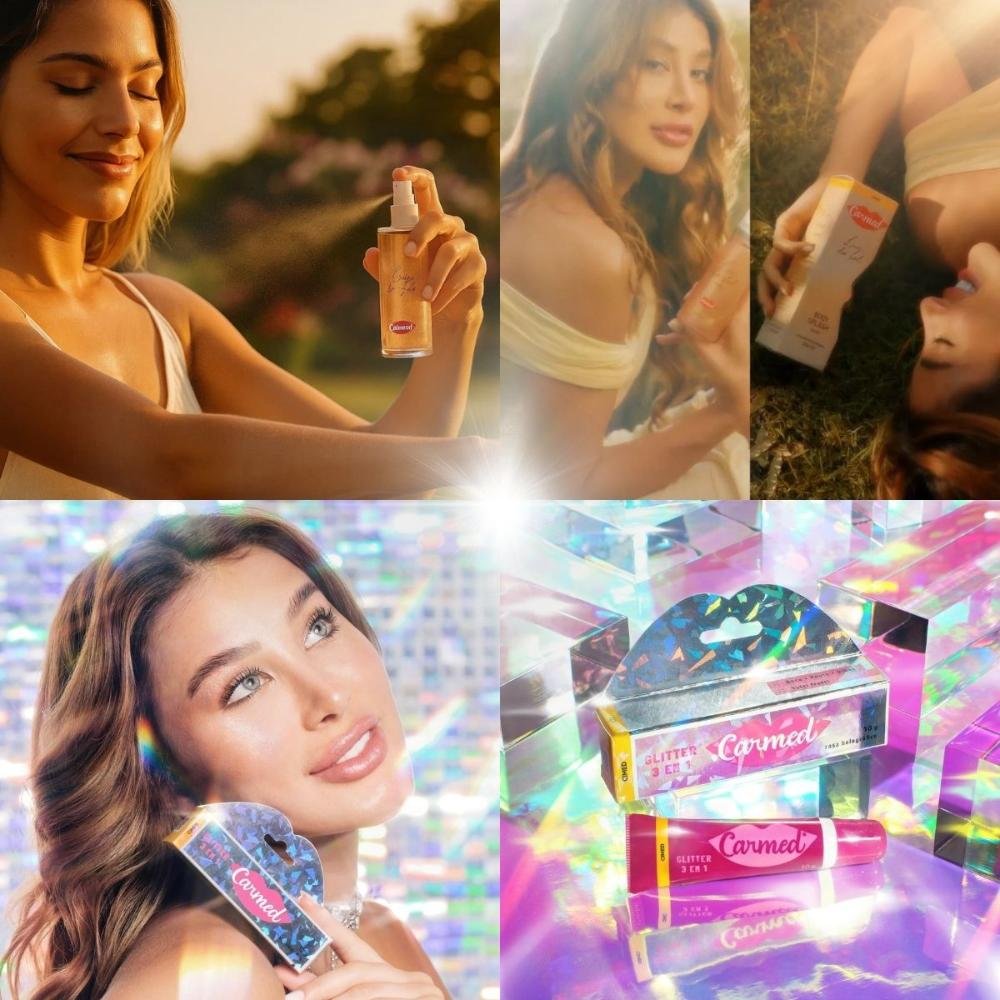 Kit Carmed: 01 Body Splash Luz do Sol 200ml e 01 Hidratante Labial Glitter 3 em 1 ÚNICO 3