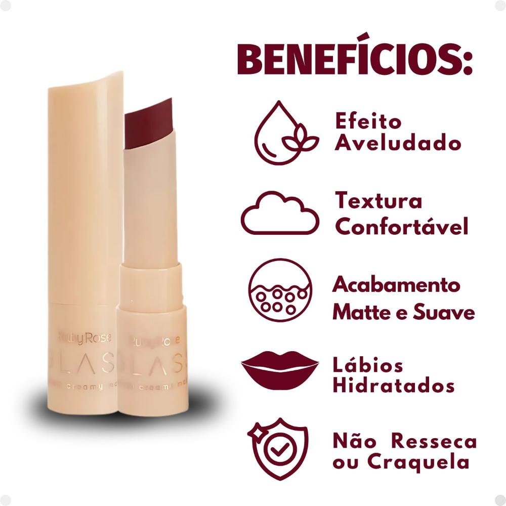 Batom Creamy Matte Ruby Rose Glass GL08 Hb-F567-8 3g 3g 2