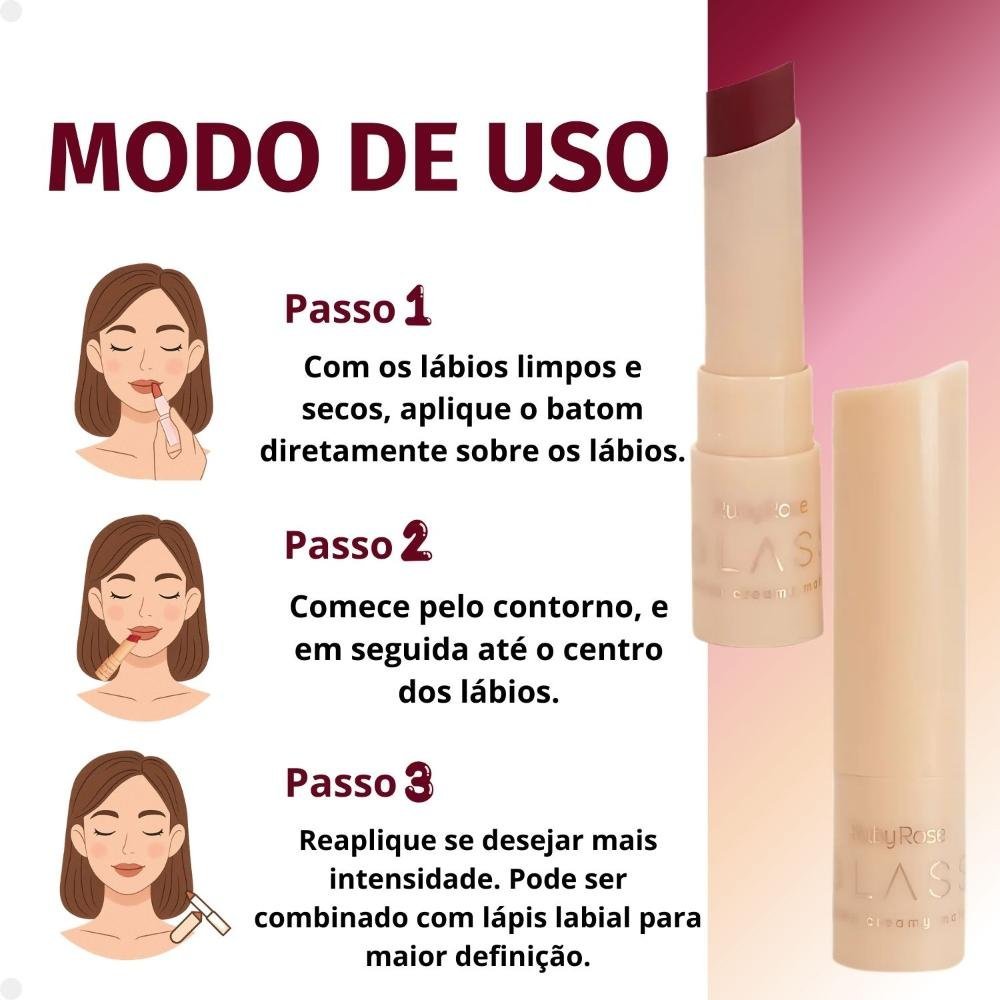 Batom Creamy Matte Ruby Rose Glass GL08 Hb-F567-8 3g 3g 4