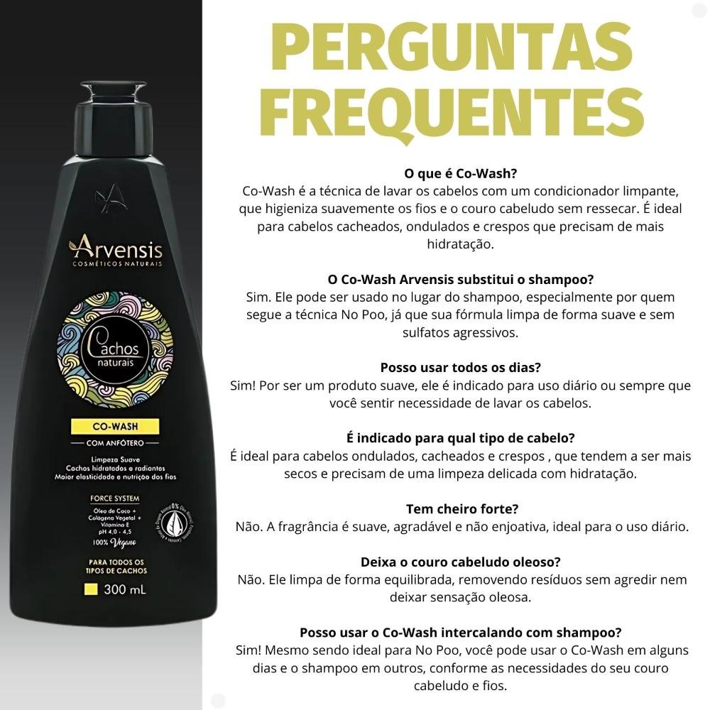 Co-Wash Arvensis Cachos Naturais Todos Os Tipos De Cachos 300ml 300ml 5
