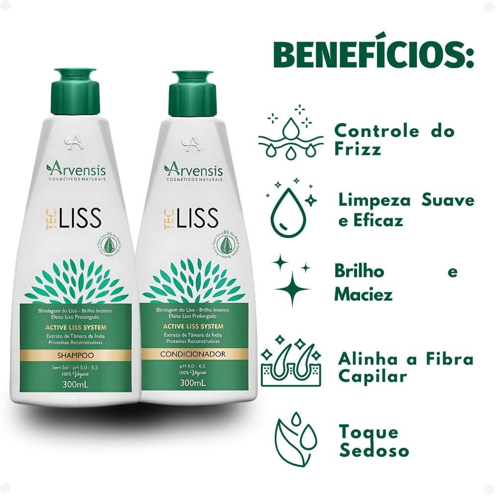 Kit Arvensis Tec Liss: Shampoo e Condicionador 300ml ÚNICO 2