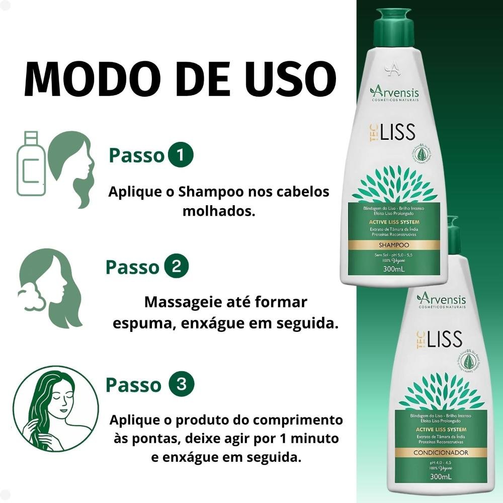 Kit Arvensis Tec Liss: Shampoo e Condicionador 300ml ÚNICO 4