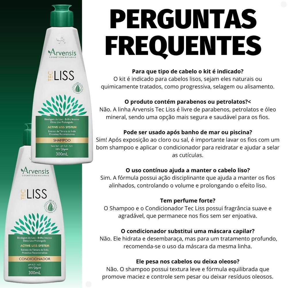 Kit Arvensis Tec Liss: Shampoo e Condicionador 300ml ÚNICO 5