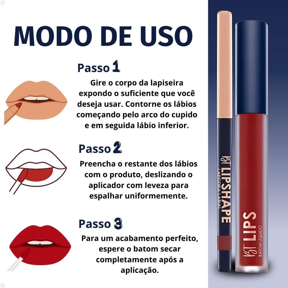 Kit Bruna Tavares Bt: Batom Líquido Roberta e Lapiseira Labial Red Carpet + Mimo Necessaire ÚNICO 6