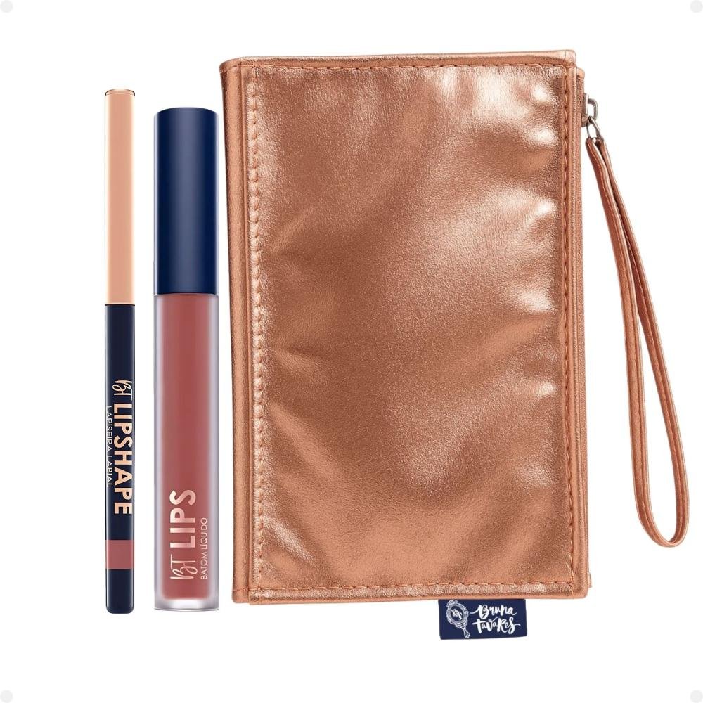 Kit Bruna Tavares Bt: Batom Líquido Gabriela e Lapiseira Labial Marsala + Mimo Necessaire ÚNICO 1