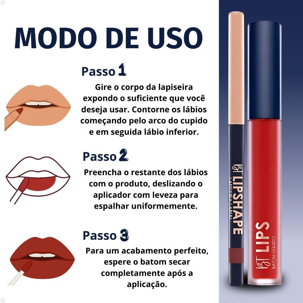 Kit Bruna Tavares Bt: Batom Líquido Bruna e Lapiseira Labial Red Carpet + Necessaire ÚNICO 6