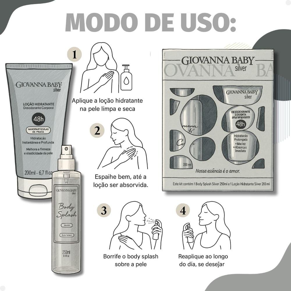 Kit Giovanna Baby Silver: 1 Body Splash e 1 Loção Hidratante ÚNICO 4