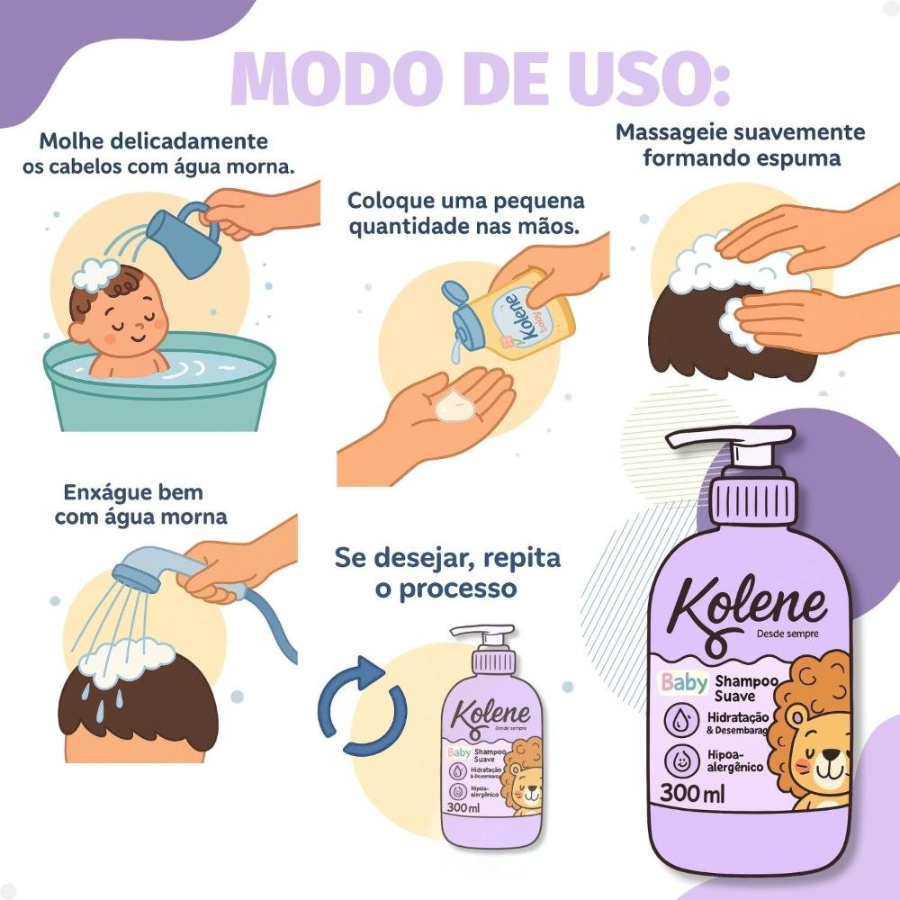Shampoo Kolene Baby Suave Hidratação e Desembaraço 300ml 300ml 4