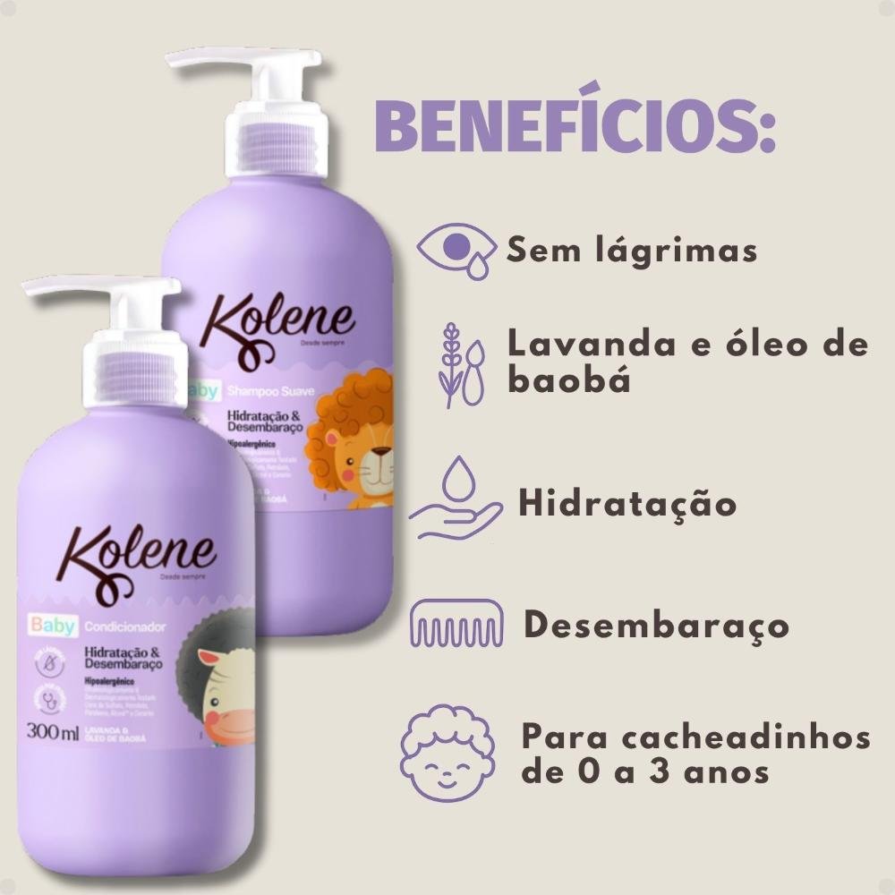 Kit Kolene Baby Hidratação e Desembaraço : Shampoo + Condicionador 300ml ÚNICO 2