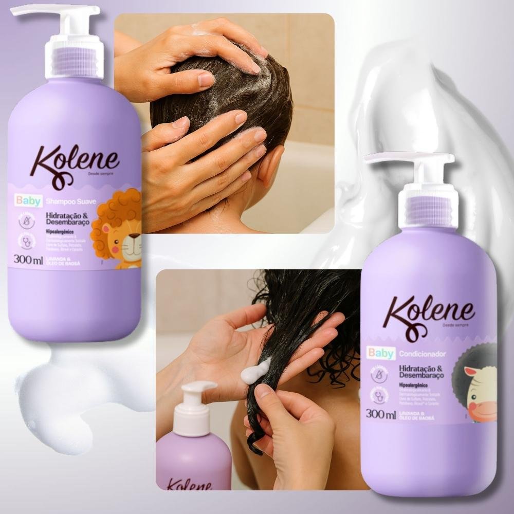 Kit Kolene Baby Hidratação e Desembaraço : Shampoo + Condicionador 300ml ÚNICO 3