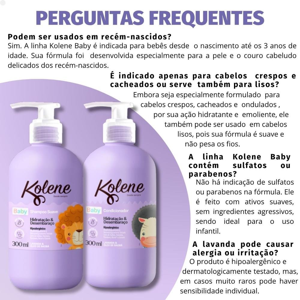Kit Kolene Baby Hidratação e Desembaraço : Shampoo + Condicionador 300ml ÚNICO 5