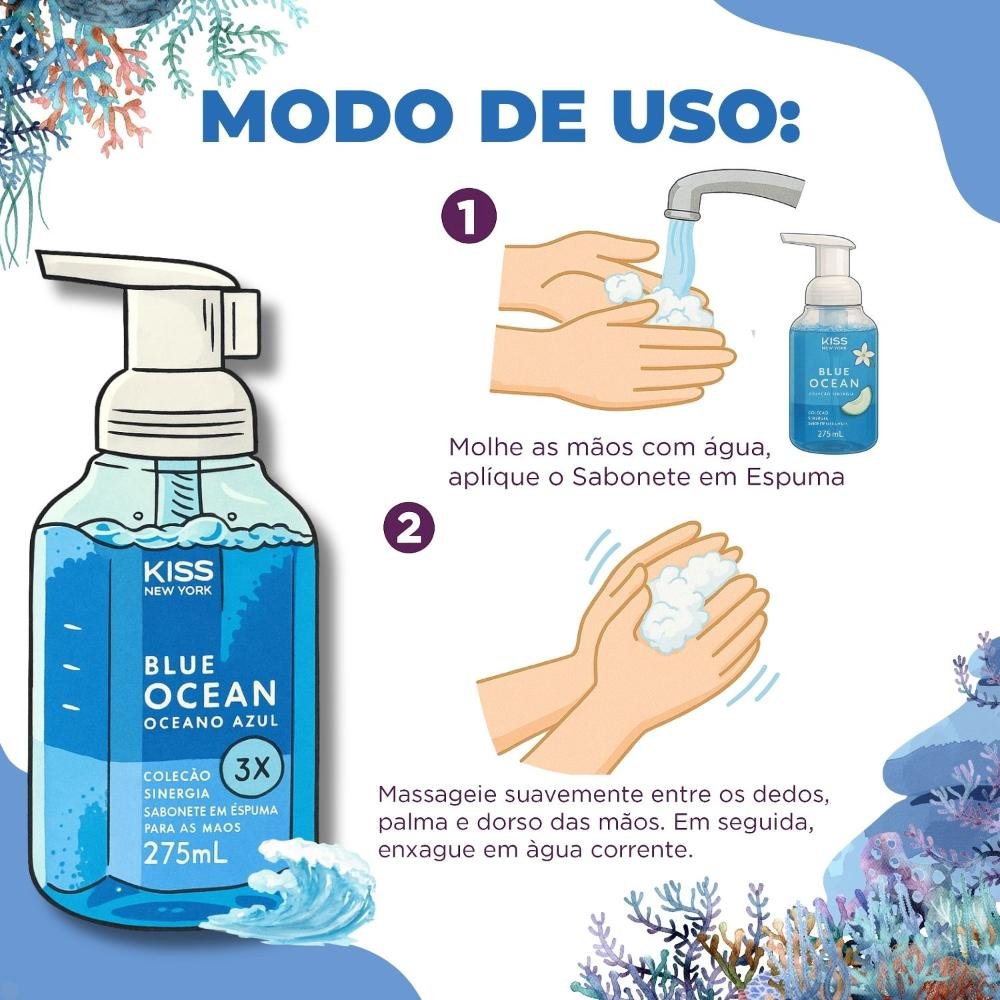 Sabonete em Espuma Para Mãos Kiss New York Blue Ocean 275ml 275ml 4