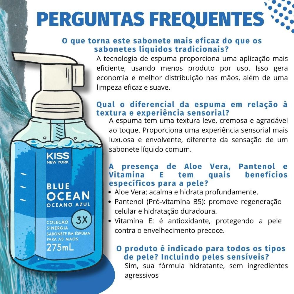 Sabonete em Espuma Para Mãos Kiss New York Blue Ocean 275ml 275ml 5