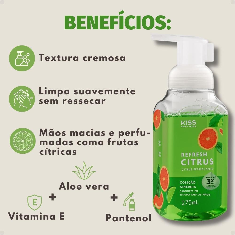 Sabonete em Espuma Para Mãos Kiss New York Refresh Citrus 275ml 275ml 2