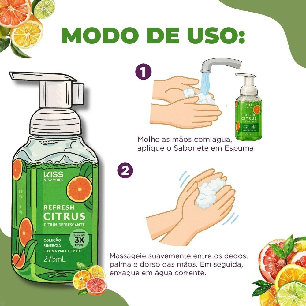 Sabonete em Espuma Para Mãos Kiss New York Refresh Citrus 275ml 275ml 4