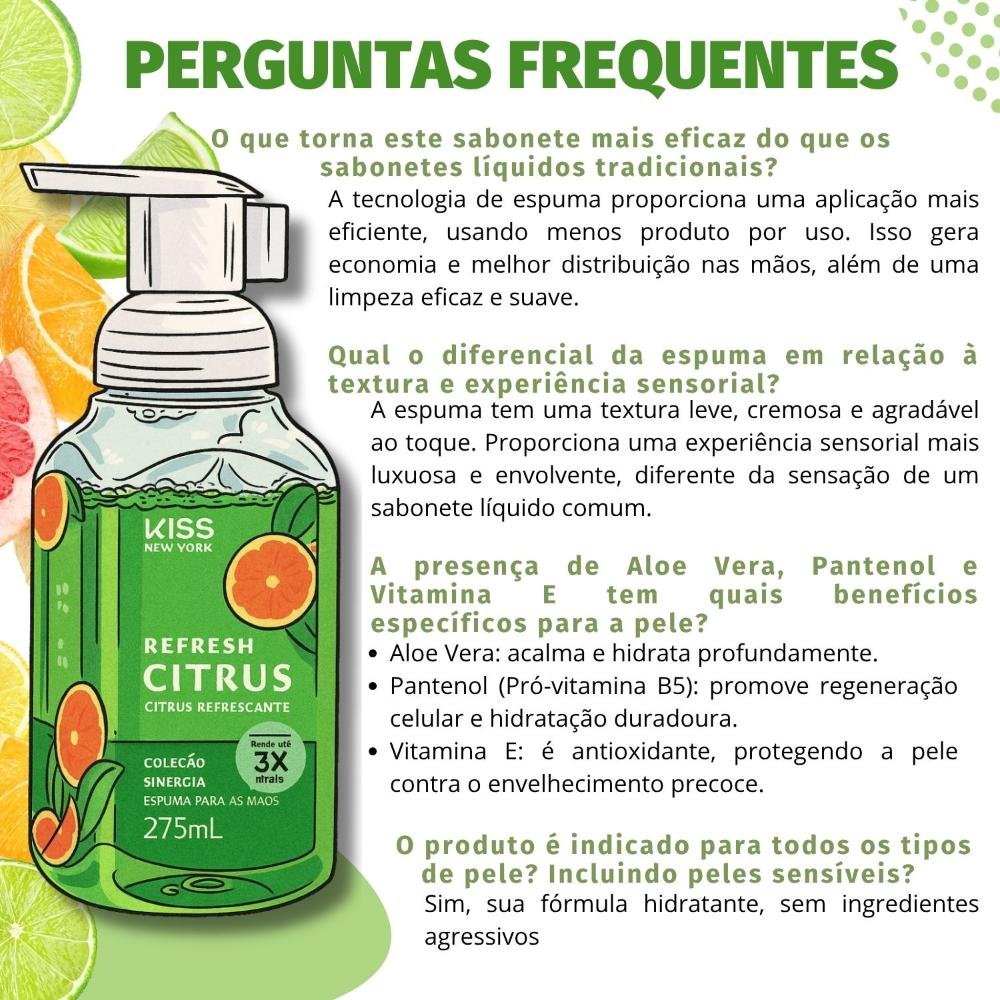 Sabonete em Espuma Para Mãos Kiss New York Refresh Citrus 275ml 275ml 5
