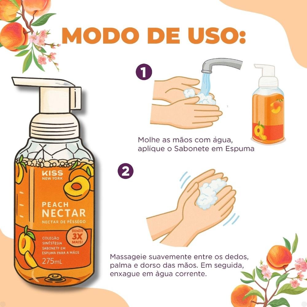 Sabonete em Espuma Para Mãos Kiss New York Peach Nectar 275ml 275ml 4