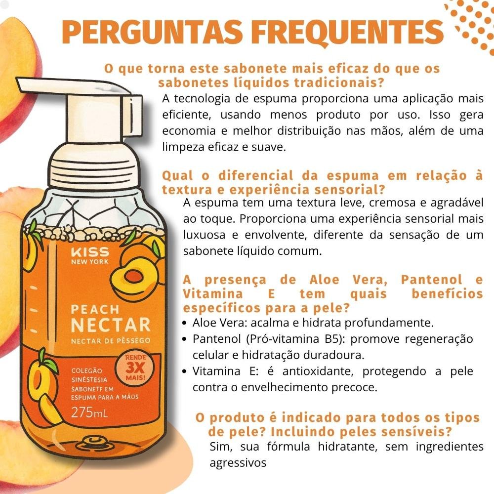 Sabonete em Espuma Para Mãos Kiss New York Peach Nectar 275ml 275ml 5