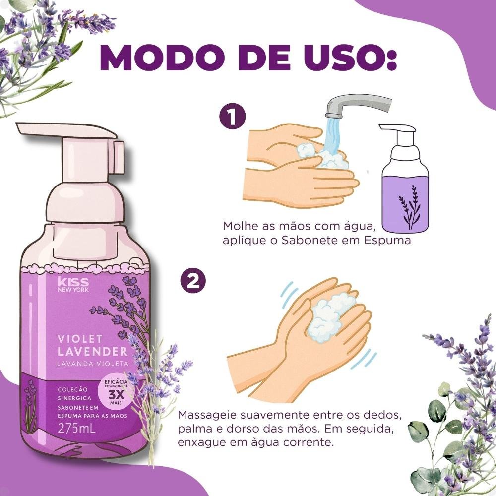 Sabonete em Espuma Para Mãos Kiss New York Violet Lavender 275ml 275ml 4