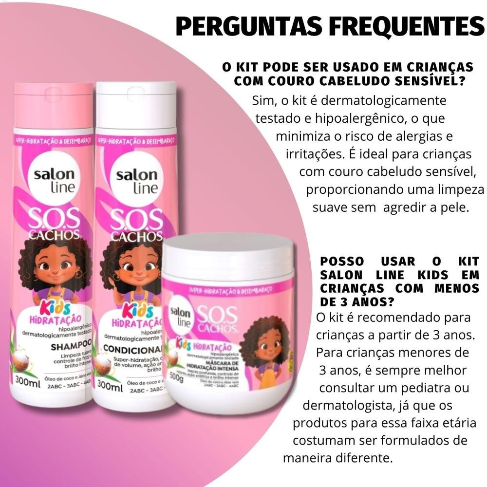Kit Presente Salon Line S.O.S Kids Hidratação: Shampoo 300ml, Condicionador 300ml E Máscara 500g ÚNICO 5