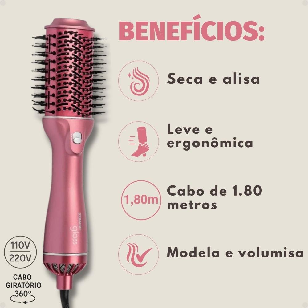 Escova Secadora Taiff Gloss Rose Bivolt Bivolt 2