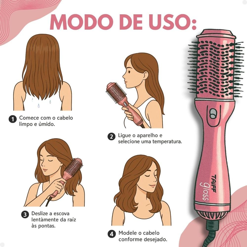 Escova Secadora Taiff Gloss Rose Bivolt Bivolt 4