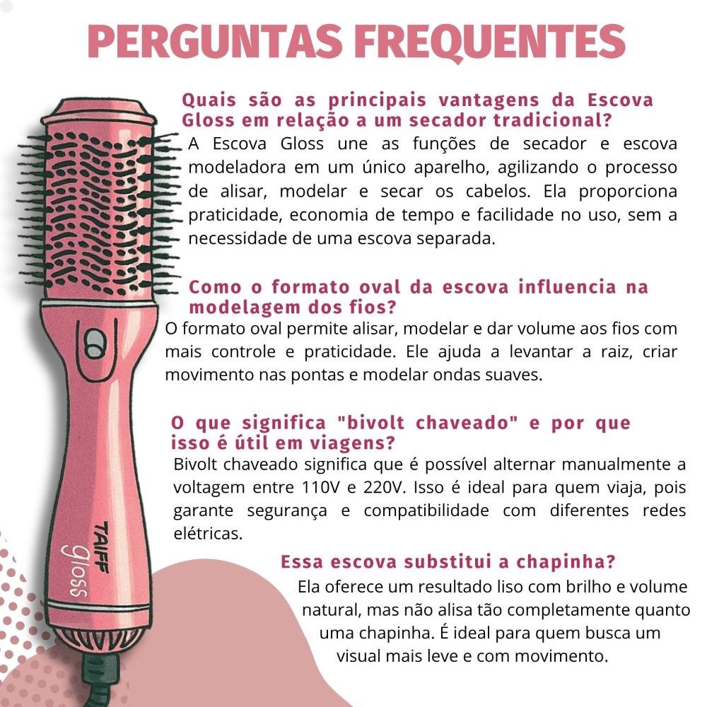 Escova Secadora Taiff Gloss Rose Bivolt Bivolt 5