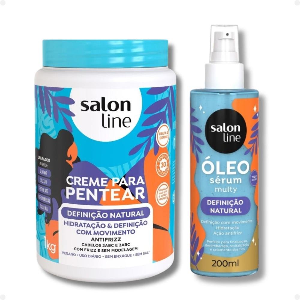 Kit Salon Line Definição Natural: 1 Creme de Pentear 1kg e 1 Óleo Sérum 200ml