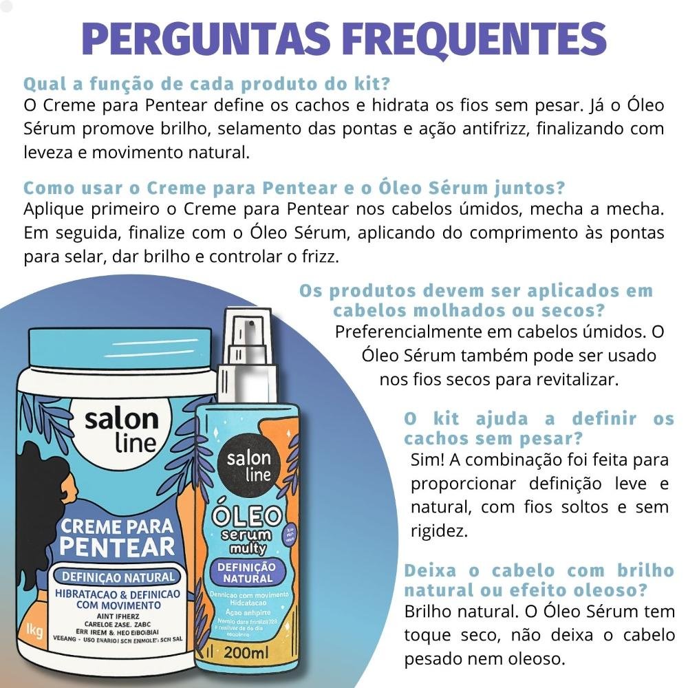 Kit Salon Line Definição Natural: 1 Creme de Pentear 1kg e 1 Óleo Sérum 200ml ÚNICO 5