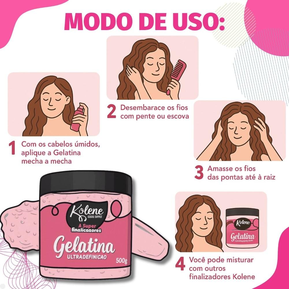 Gelatina Capilar Kolene #Super Finalizadores Ultra Definição 500g 500g 4