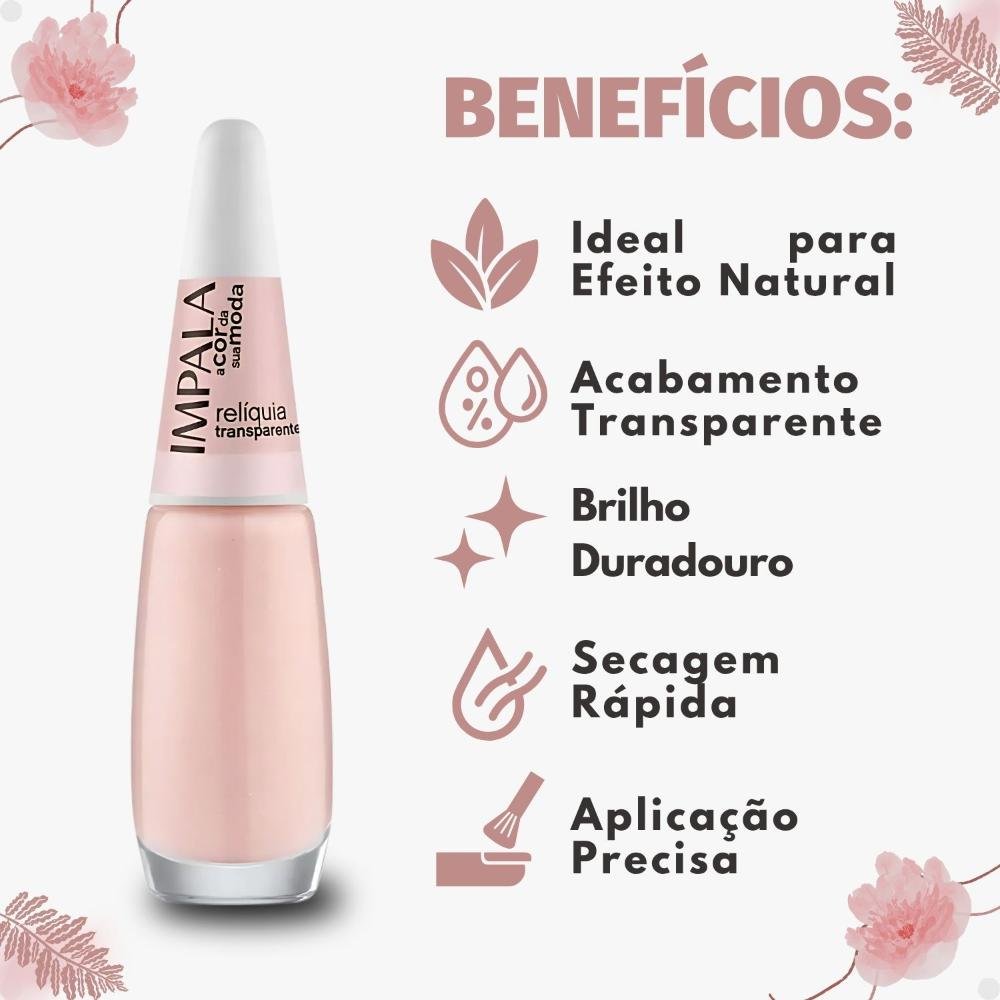 Esmalte Transparente Impala Cor Da Sua Moda Relíquia 7,5ml Relíquia 2