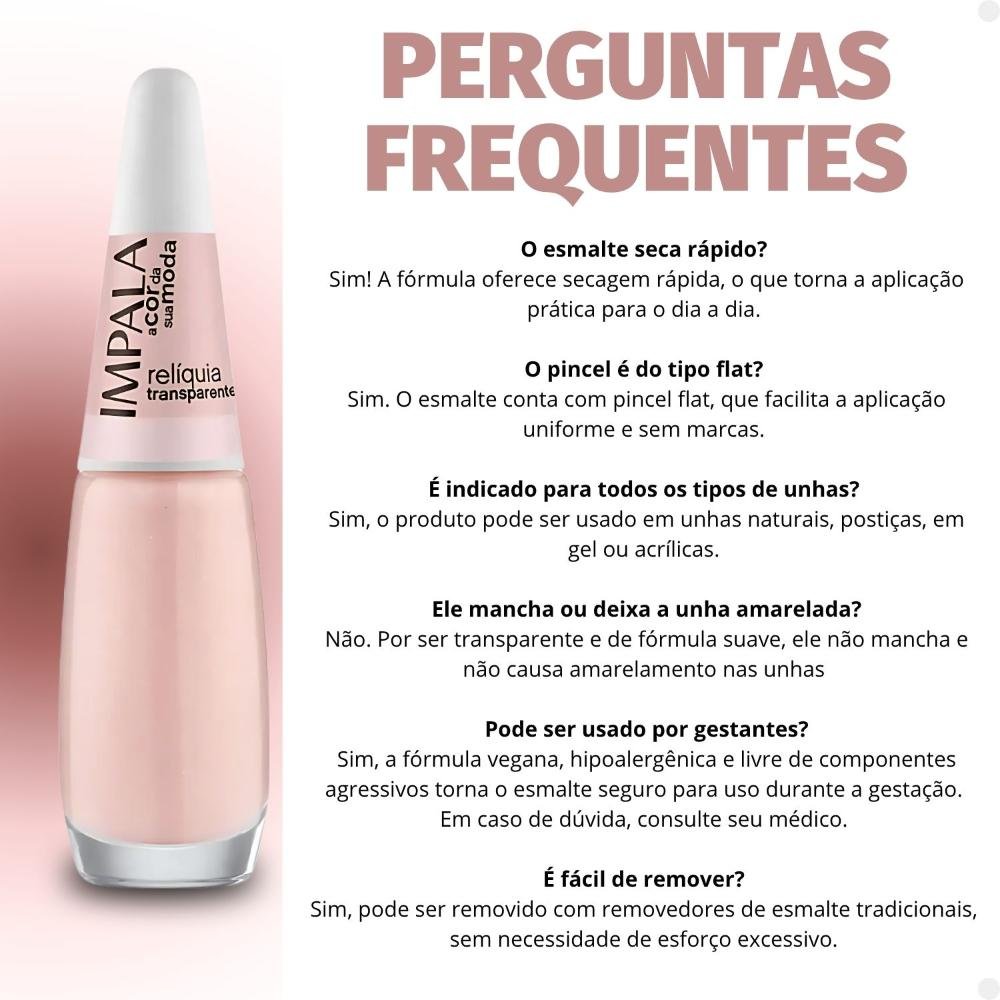 Esmalte Transparente Impala Cor Da Sua Moda Relíquia 7,5ml Relíquia 5
