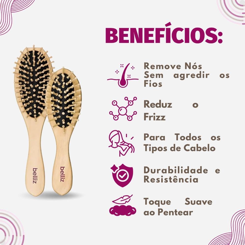 Kit Belliz Escova Madeira: 1 Oval cod.440 e 1 Pequena cod.443 ÚNICO 2
