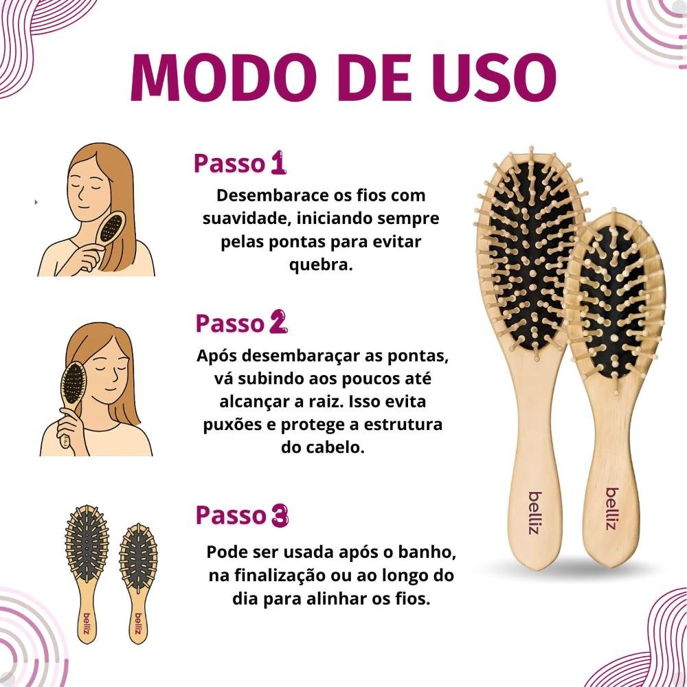 Kit Belliz Escova Madeira: 1 Oval cod.440 e 1 Pequena cod.443 ÚNICO 6