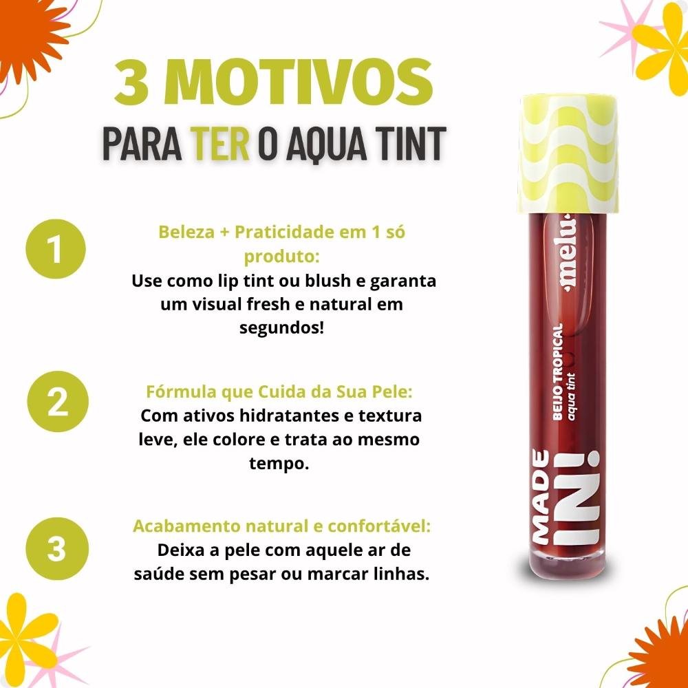 Aqua Tint Melu Made In! Beijo Tropical Doce Tangerina RR-L6602-2 Doce Tangerina 4