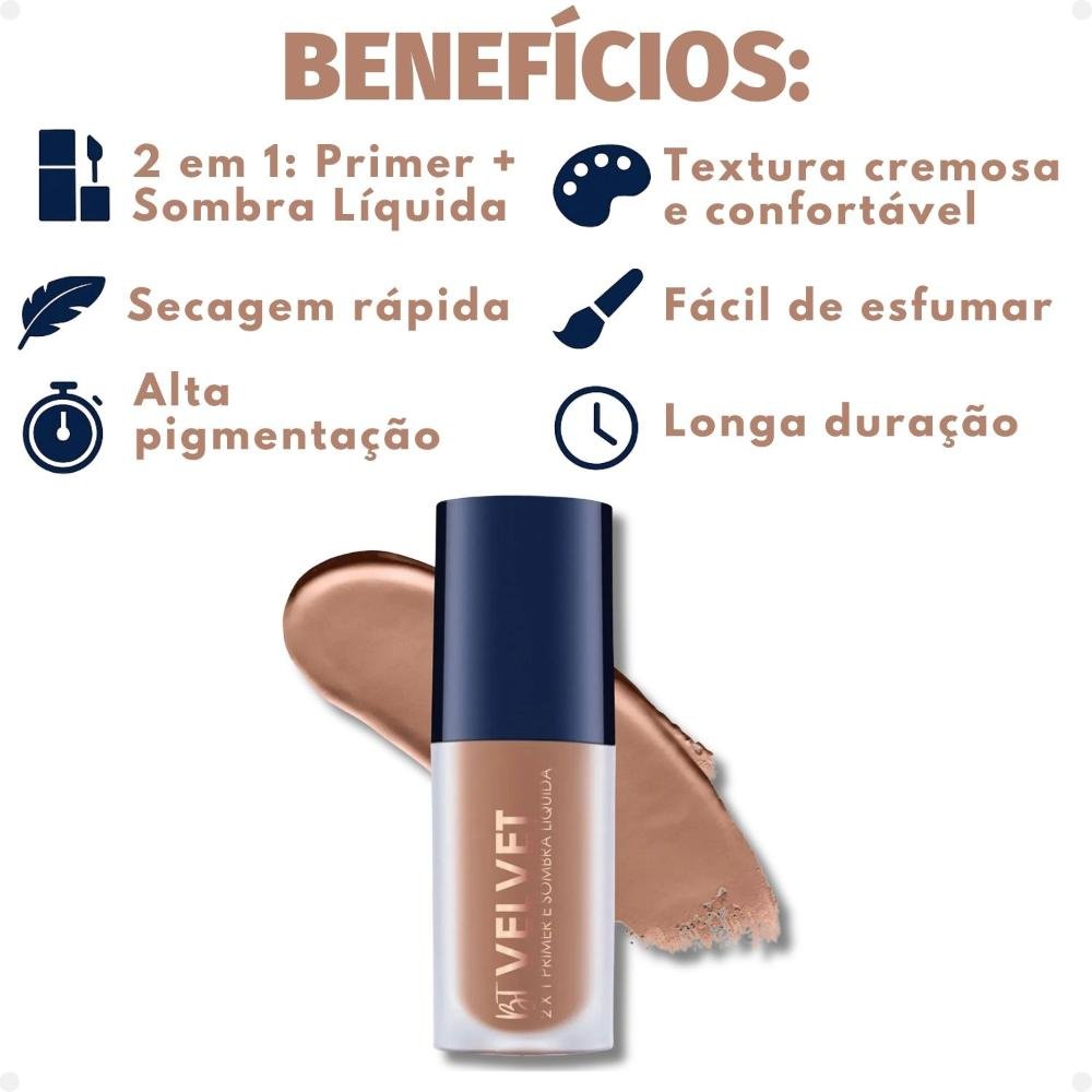 Primer e Sombra Líquida Bruna Tavares Bt Velvet 2x1 Cappuccino Cappuccino 2