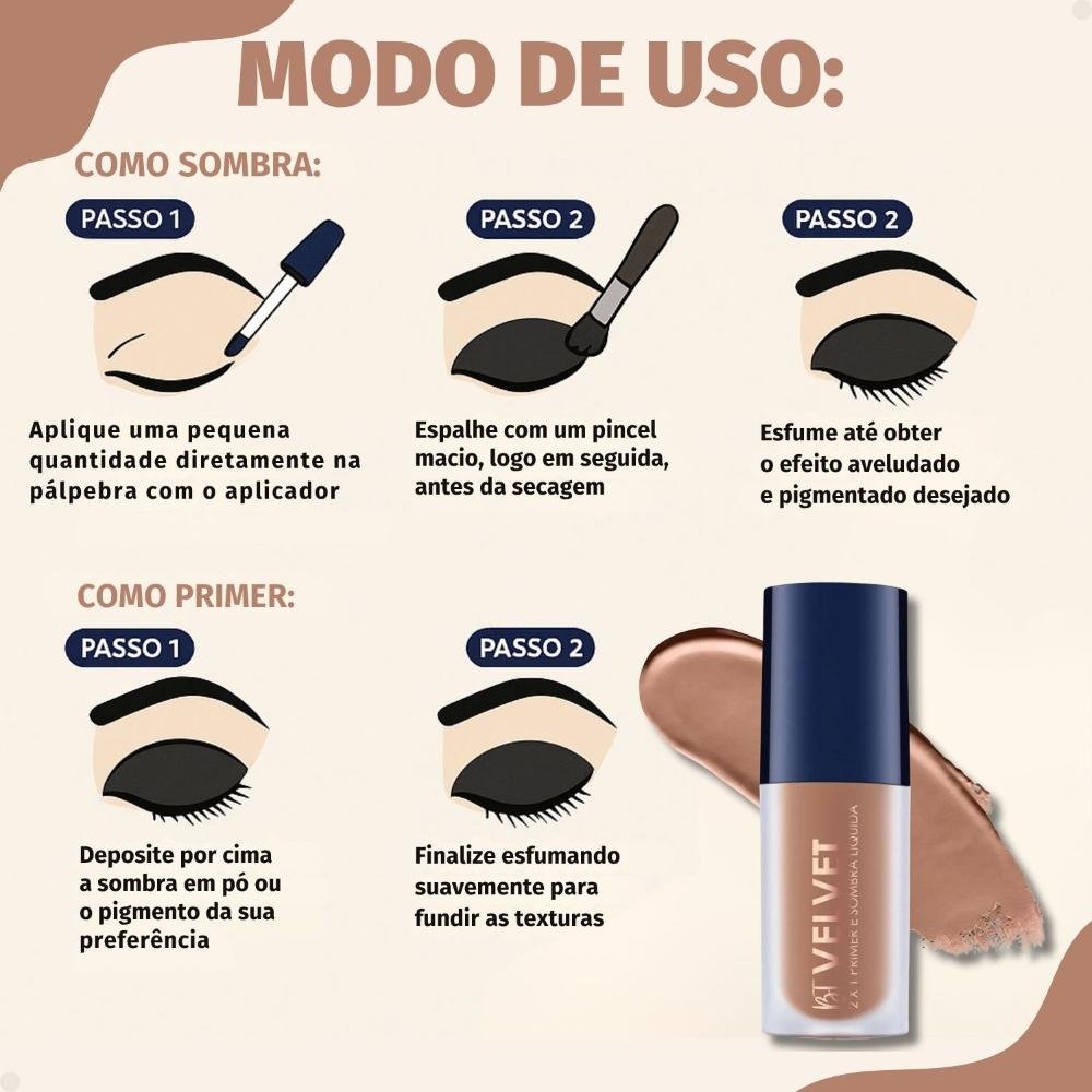 Primer e Sombra Líquida Bruna Tavares Bt Velvet 2x1 Cappuccino Cappuccino 4