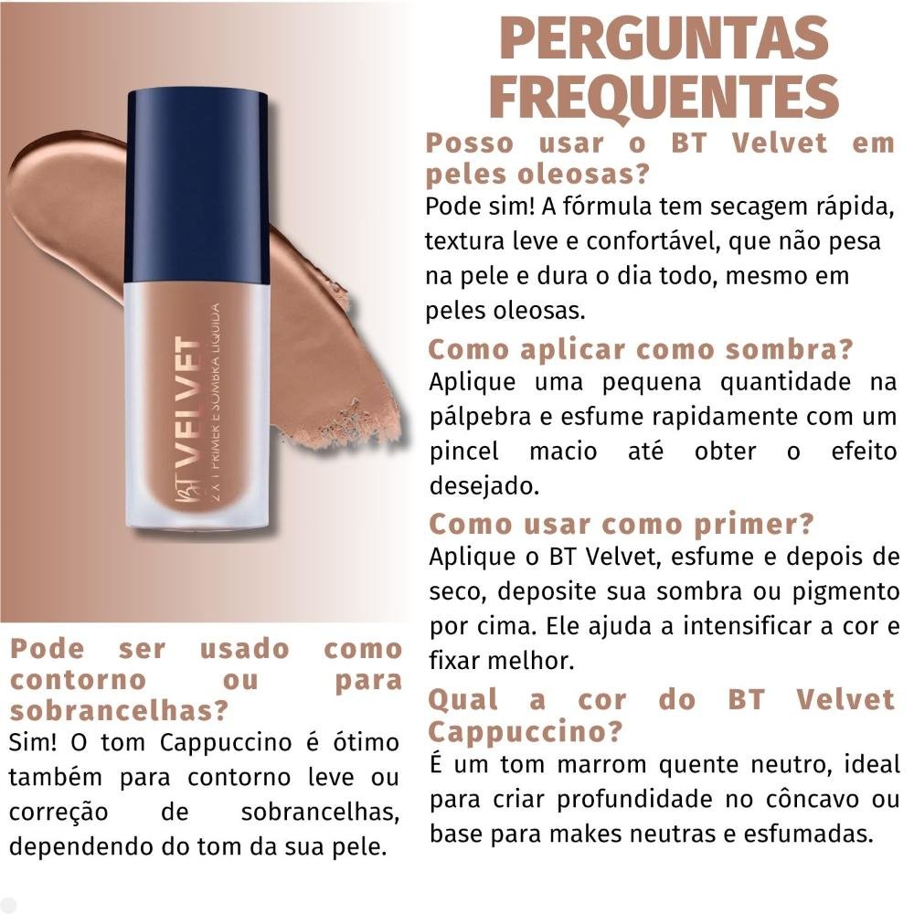 Primer e Sombra Líquida Bruna Tavares Bt Velvet 2x1 Cappuccino Cappuccino 5