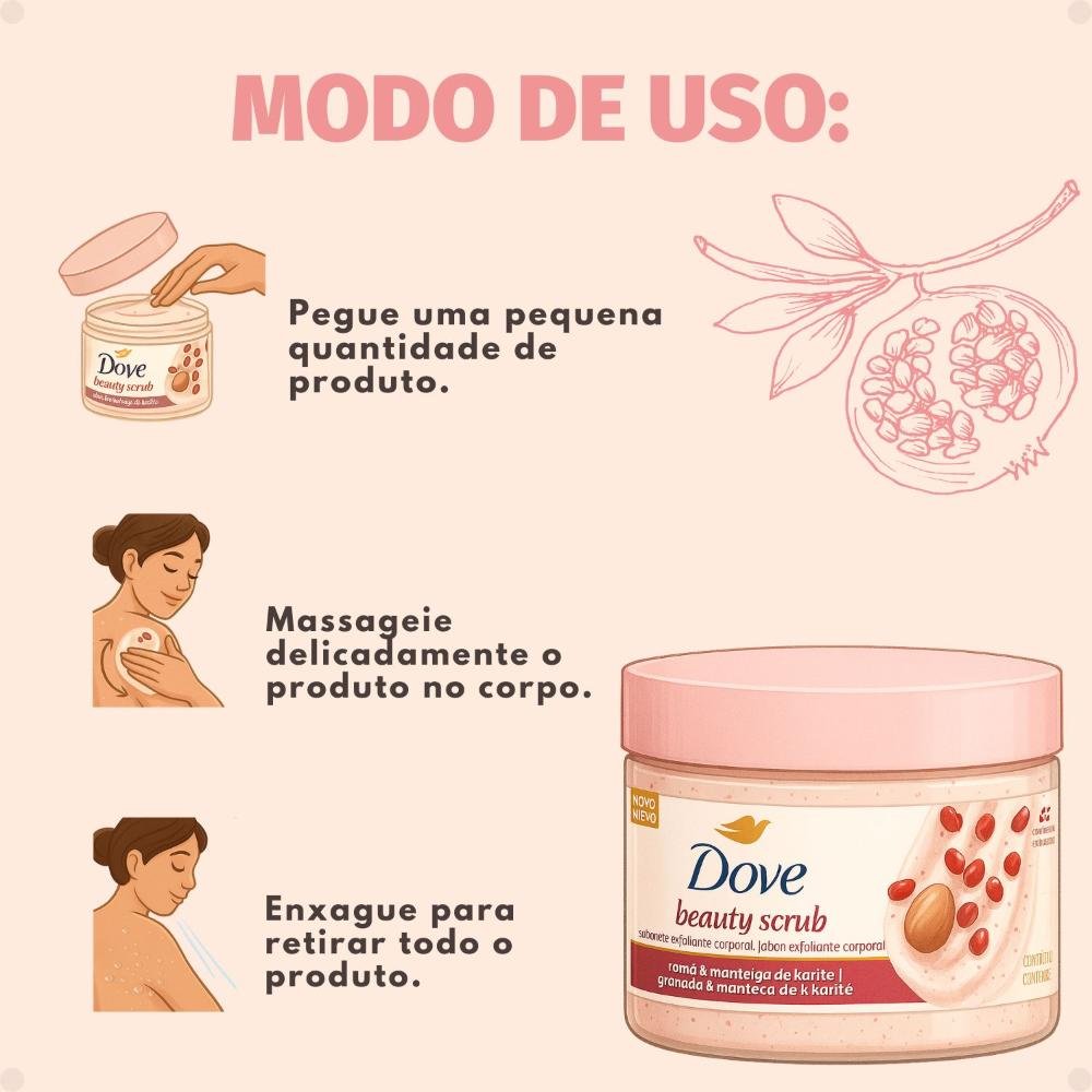 Sabonete Esfoliante Corporal Dove Beauty Scrub Romã e Manteiga de Karité 280g 280g 4