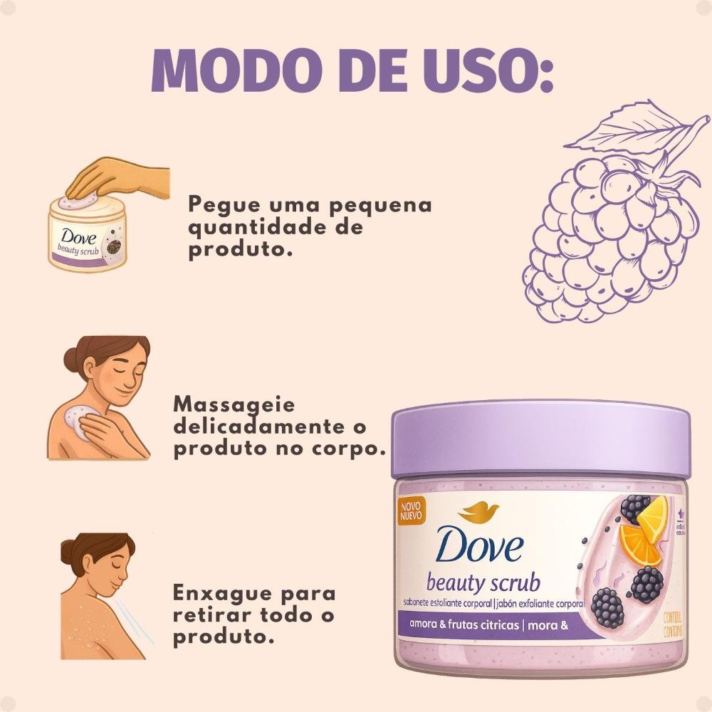 Sabonete Esfoliante Corporal Dove Beauty Scrub Amora e Frutas Cítricas 280g 280g 4