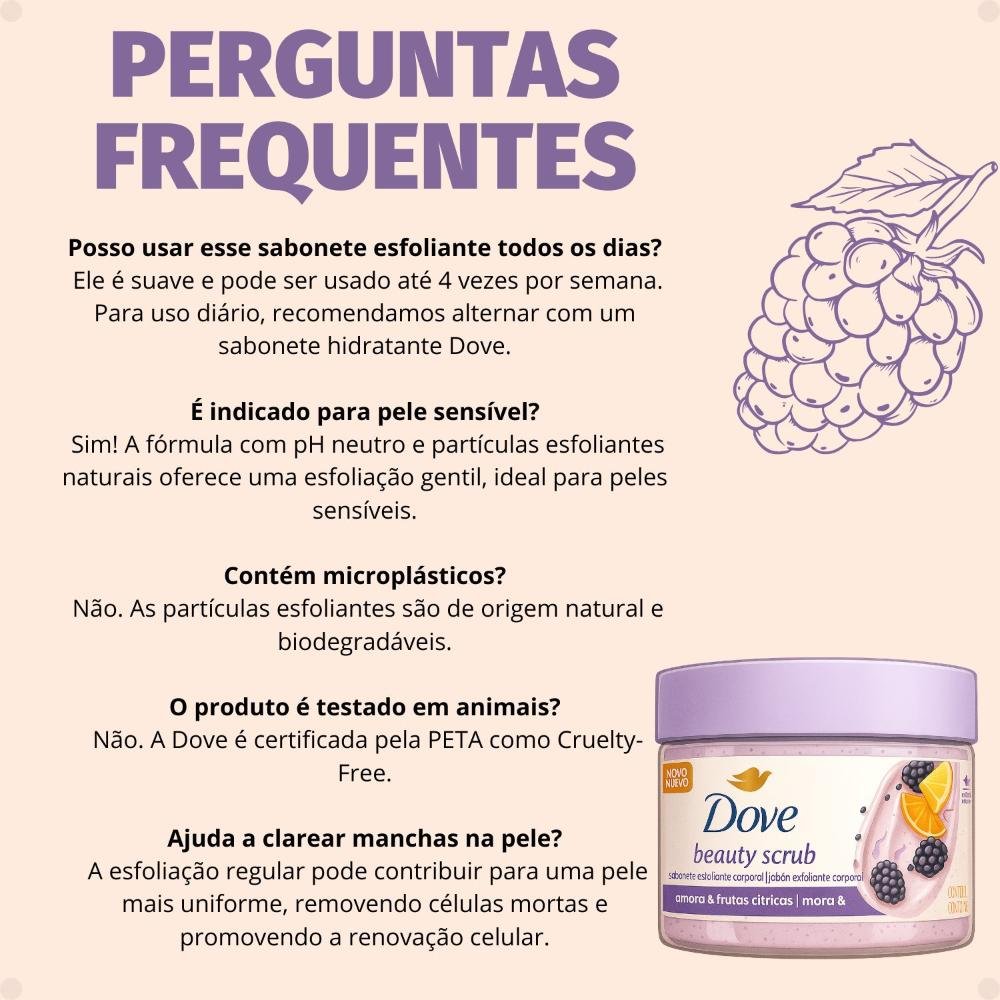 Sabonete Esfoliante Corporal Dove Beauty Scrub Amora e Frutas Cítricas 280g 280g 6