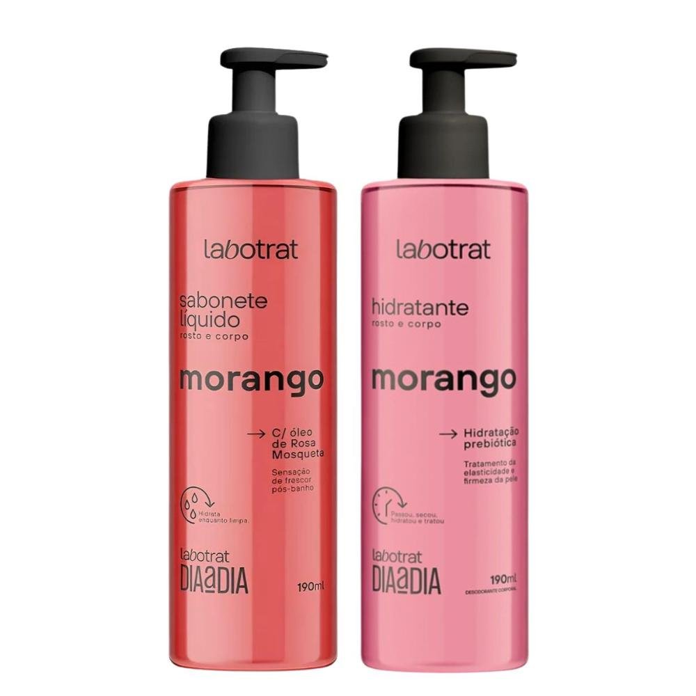 Sabonete Líquido + Hidratante Rosto e Corpo Labotrat Morango 190ml
