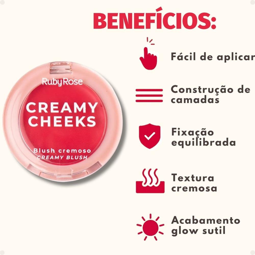 Blush Cremoso Ruby Rose Creamy Cheeks Cherry Red HB-M02-5 5,5g 5,5g 2