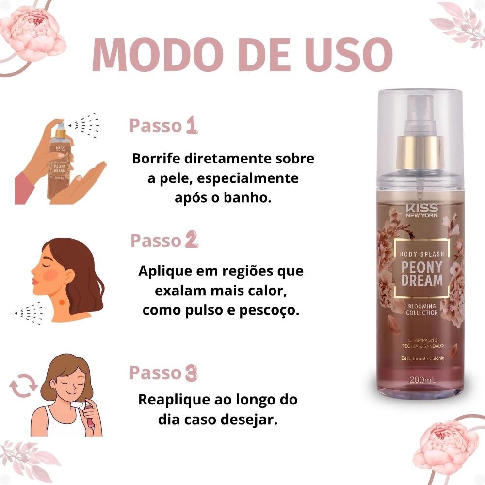 Body Splash Kiss New York Blooming Collection Peony Dream 200ml 200ml 6