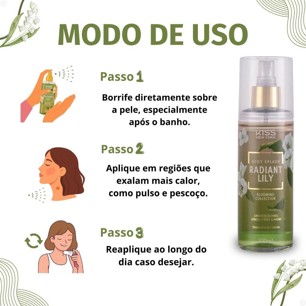 Body Splash Kiss New York Blooming Collection Radiant Lily 200ml 200ml 6