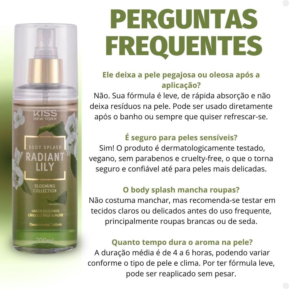Body Splash Kiss New York Blooming Collection Radiant Lily 200ml 200ml 7