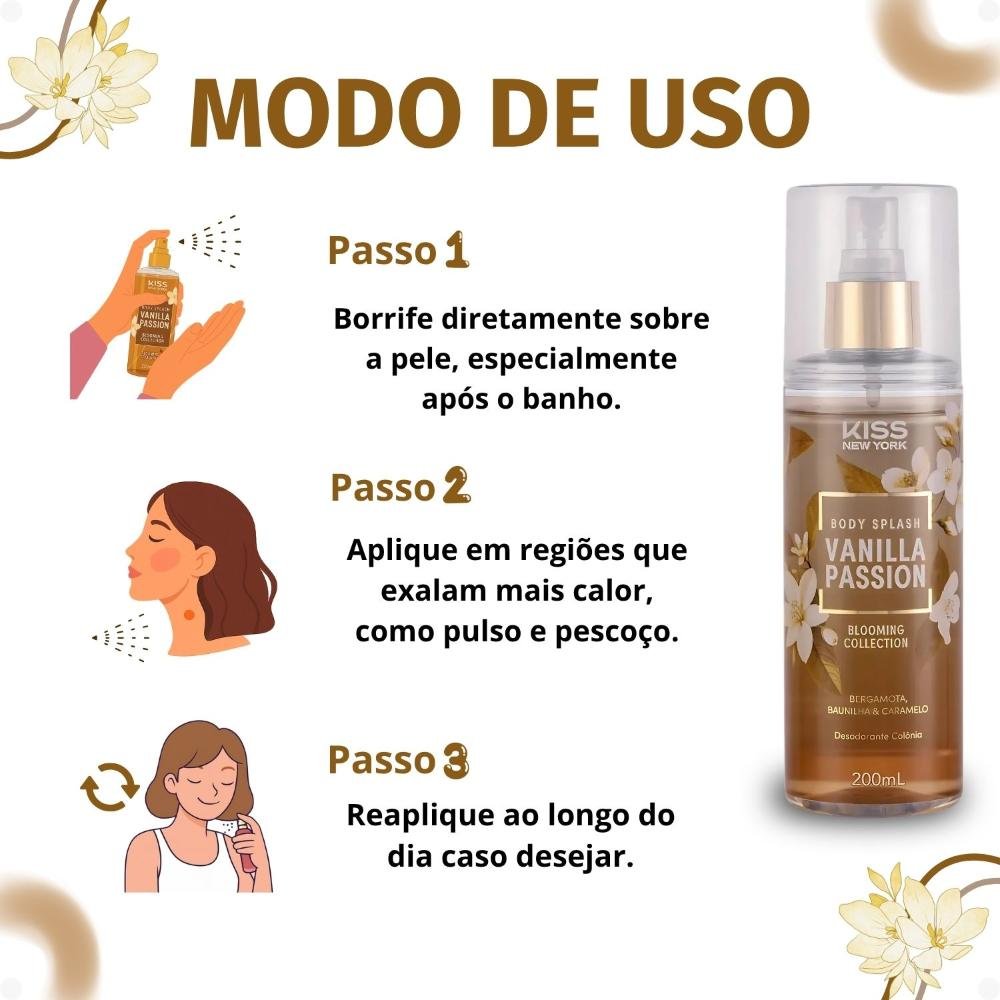 Body Splash Kiss New York Blooming Collection Vanilla Passion 200ml 200ml 6