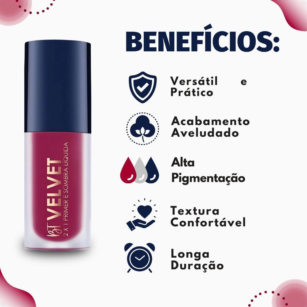 Primer e Sombra Líquida Bruna Tavares Bt Velvet 2x1 Cherry Cherry 4