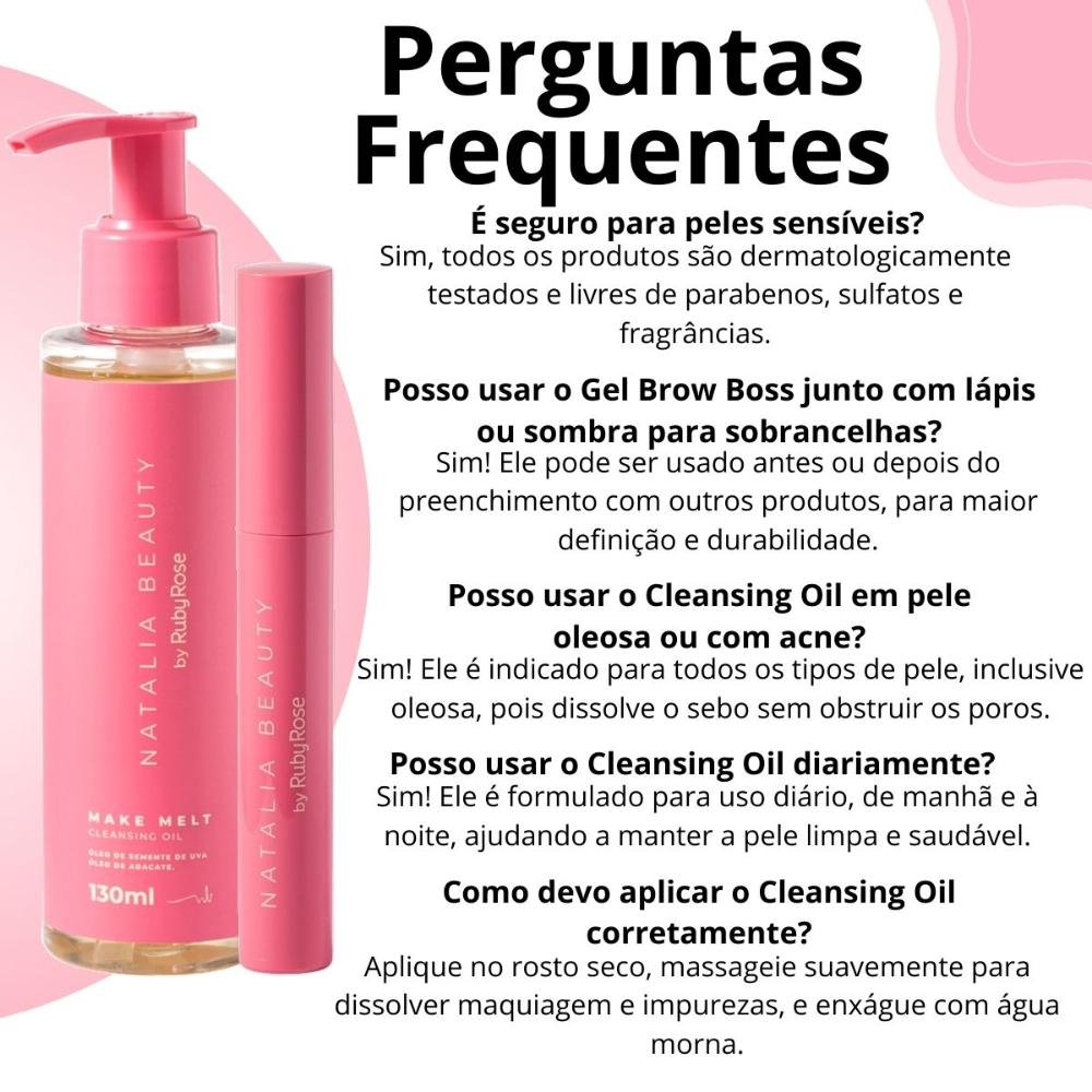 Kit Natalia Beauty by Ruby Rose: Cleansing Oil e Gel Brow Boss ÚNICO 7