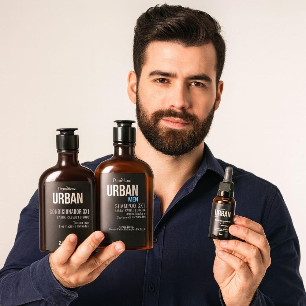 Kit Farmaervas Urban Men: Shampoo, Condicionador e Óleo 3x1 ÚNICO 3
